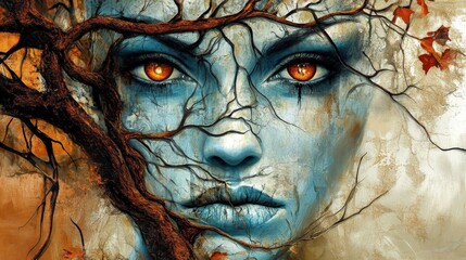 Mystical Tree Woman: A Digital Painting of Nature's Embrace