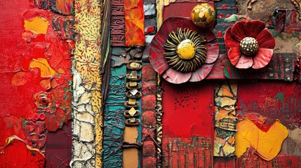 an image representing mixed media art in red.