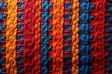 Obraz premium Intricate woven textile with bold, irregular stripes, background, closeup, vintage
