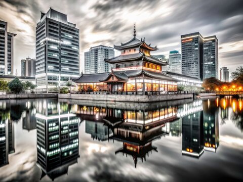 Ningbo Night Lights: Stunning Cityscape Panorama, China Night View Photography, Asian City Nightscape