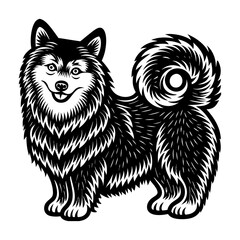 Black and White Husky Dog – Vector Illustration Isolated on White Background for Pet, Breed, and Animal Design Concepts, 
Husky Dog Vector, Siberian Husky Art, Pet Breed Illustration


