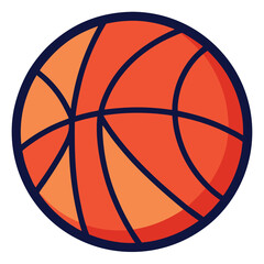 Basketball Vector Illustration, A vector illustration of a basketball with orange and black lines, set on a white background.
