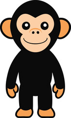 Cute Chimpanzee Cartoon Vector Illustration