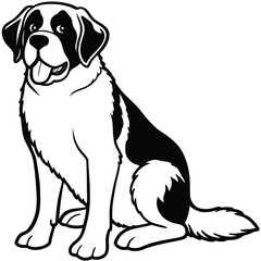 Line Art Saint Bernard Dog Sitting – Minimal Vector Illustration Isolated on White Background for Pet and Breed Design Use, Saint Bernard Line Art, Sitting Dog Outline, Pet Vector Illustration



