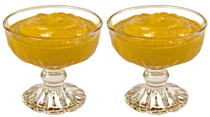 Delicious Creamy Dessert in Elegant Glass Bowls Served Fresh on a White Background