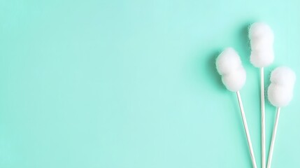 Minimalist Arrangement of Fluffy Cotton Pieces on Soft Pastel Blue Background