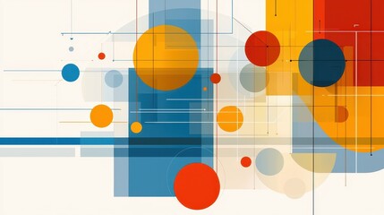Colorful abstract background with circles and squares, a vibrant modern design