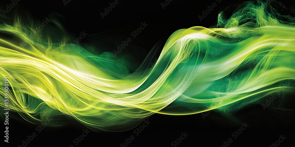 Wall mural colorful abstract wave pattern flowing through a dark background creates a sense of movement and ene