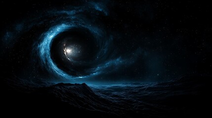 Dark Blue Vortex Cosmic Energy Digital Art