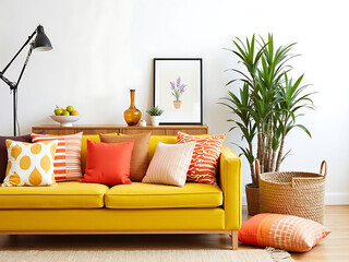 Modern living room with stylish furniture and cozy decor