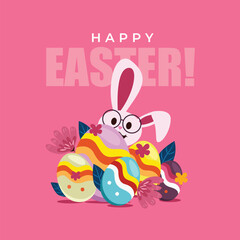 Festive Easter illustration with a lovable bunny.