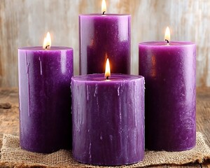 The burning purple candles offer a warm and soft light