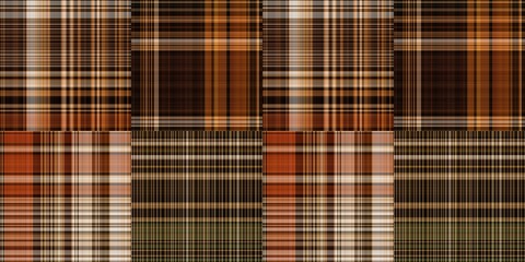 Warm fall gingham tartan check seamless border pattern. Woven classic variegated ombre check ribbon trim. Repeatable banner for washing tape and for fashion edging design
