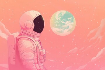 Obraz premium An Astronaut Gazes At A Distant Planet In Outer Space