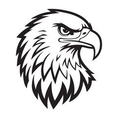 Bold Eagle Head Illustration Black and White