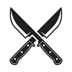 Obraz premium Crossed Knives Icon Black and White