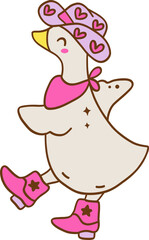 Pink_coquette_western_silly_goose_illustration_for_ spring_classroon_decoration