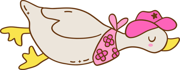 Pink_coquette_western_silly_goose_illustration_for_ spring_classroon_decoration