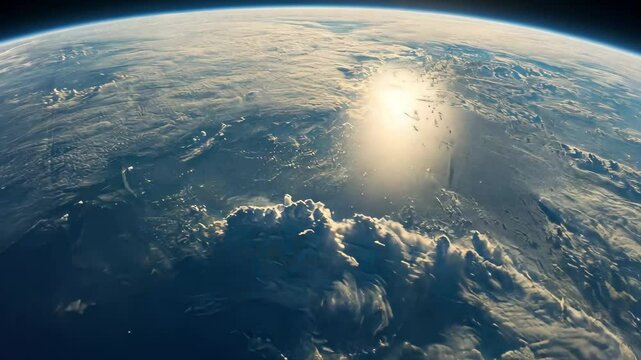 View of Earth from a spa window creating a serene atmosphere in outer space, Planet earth as viewed through the windows of a space shuttle version 1