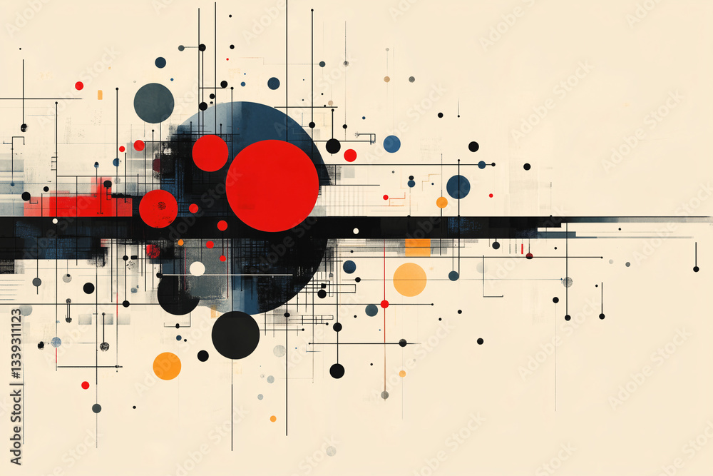 Poster abstract networked dots and lines: a sophisticated and modern abstract design featuring a complex ne