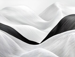 Obraz premium Abstract Black White Wave Landscape.