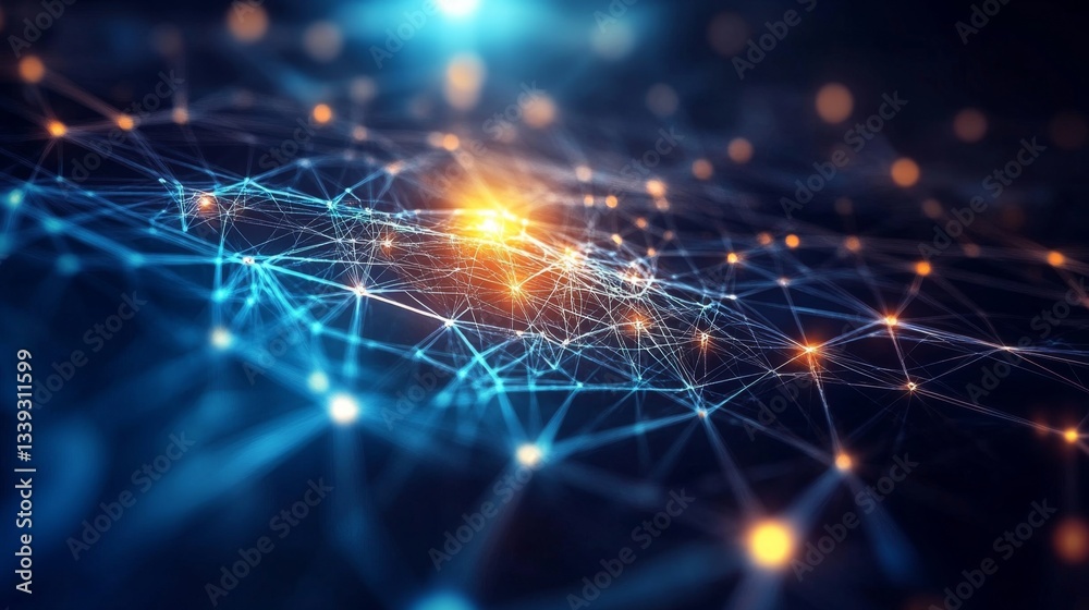Poster in a contemporary agricultural setting, advanced technology interconnects fields, enhancing crop sel