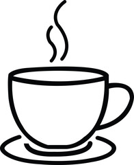 Coffee clip art design on plain white transparent isolated background for card, shirt, hoodie, sweatshirt, apparel, card, tag, mug, icon, poster or badge