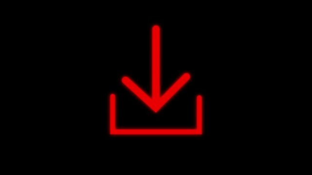 animation of download icon arrow icon. on black background