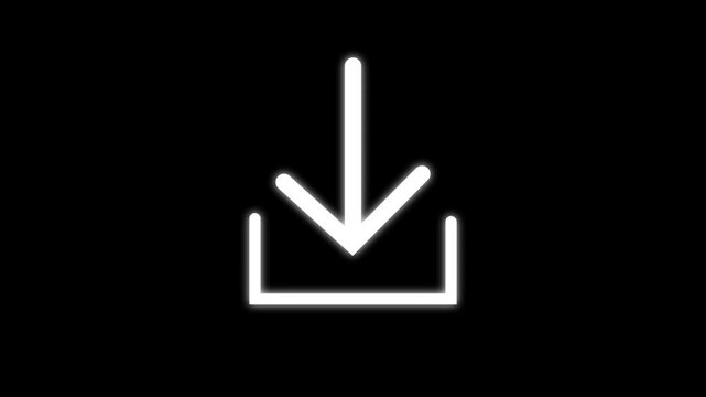 animation of download icon arrow icon. on black background