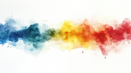 Fototapeta premium Watercolor painted vibrant colorful blended horizontal abstract background design