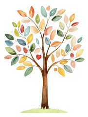 Obraz premium Whimsical Watercolor Tree Painting with Pastel Leaves