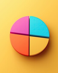 Obraz premium Colorful pie chart 2D flat art business strategy on pastel background