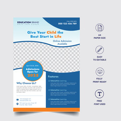 Fototapeta premium Education online Open Admission flyer A4 size vector illustration 