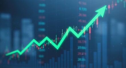 Financial Market Growth Upward Trend, Stock Market, Investment Success, Economic Growth, Data Visual