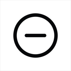 A simple minus icon within a circle, commonly used for reducing, subtracting, or decreasing values.