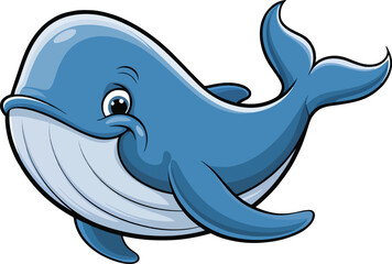 Fototapeta premium Cute Blue Whale Vector Illustration