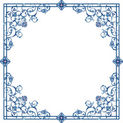 Vector ornamental frame series. Page decoration designs in Oriental and Turkish style, great for greeting cards and wedding invitations. Blue and violet colors.