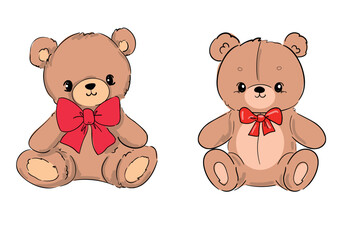 Cute Teddy Bear vector illustration Hand Drawn Cute print design for kids, newborn, nursery, Trend