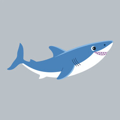 Obraz premium Cute Blue Whale Vector Illustration