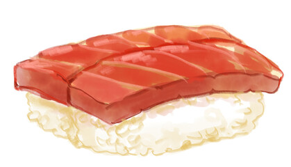 美味しそうなマグロの寿司の水彩イラスト