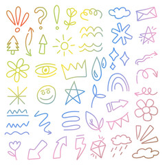 Various kinds of Doodle artwork with various shapes and shapes that are cute 
