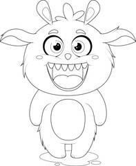 Coloring page. Cute Cartoon Monster