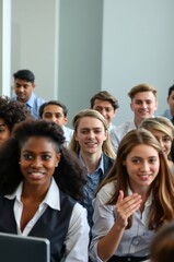 Obraz premium Diverse Group of Young Professionals Engaging in a Collaborative Team Meeting