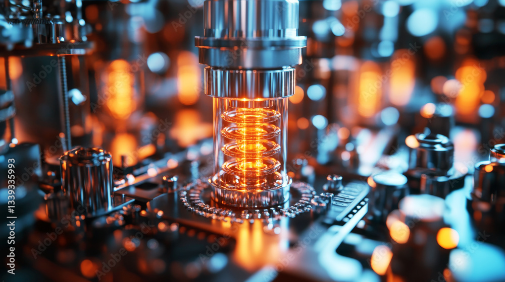Poster This visual presents a close-up of a quantum processing unit, highlighting qubit superposition and entanglement surrounded by intricate circuitry.