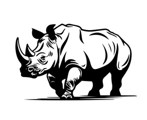 Fototapeta premium rhinoceros illustration in bold black and white graphic style vector