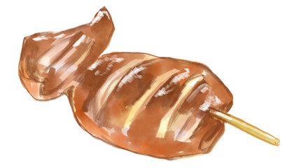 美味しそうなイカ焼きの水彩イラスト