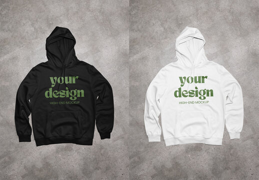 Mockup Of Customizable Hoodie, Concrete Background, Flash