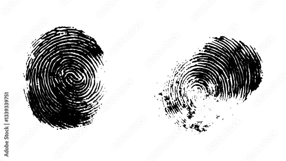 Wall mural detailed fingerprint on grunge background symbolizing identity verification. vector style white and 
