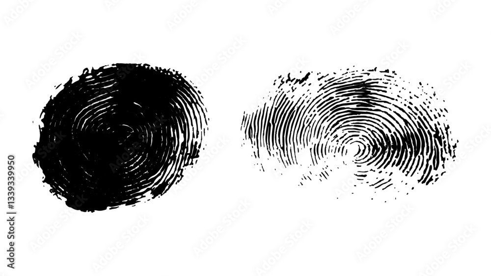 Wall mural detailed fingerprint on grunge background symbolizing identity verification. vector style white and 
