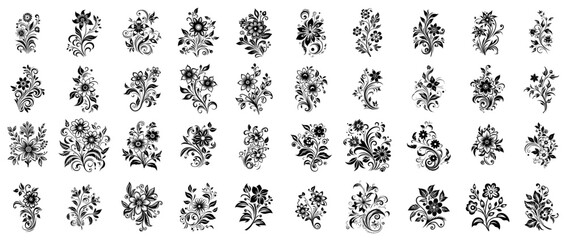 decorative floral ornaments in symmetrical layout